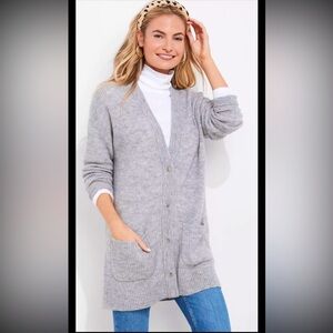 Vineyard Vines Alpaca + Merino Wool Button Front Gray Long Soft Cardigan Size S